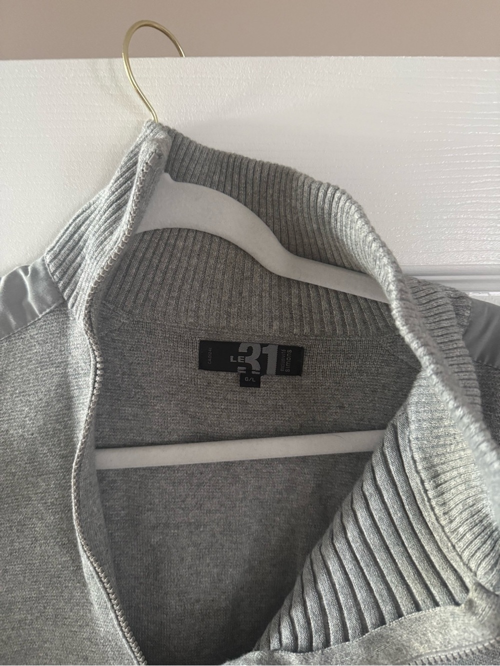 Simons Cotton Gray Mock-Neck Half-Zip Sweater Large - Picture 5 of 7
